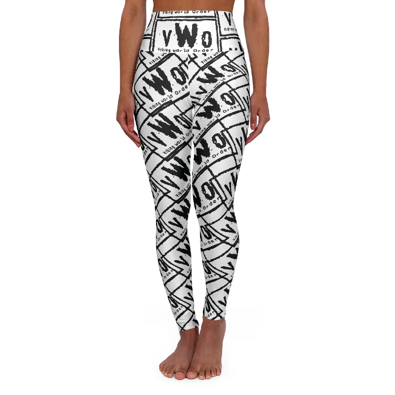 High Waisted Yoga Leggings - White/Black - VWO (Framed)