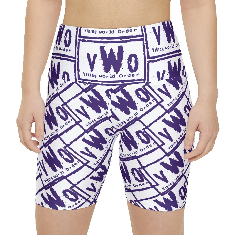 Women's Workout Shorts - White/Purple - VWO (Framed)