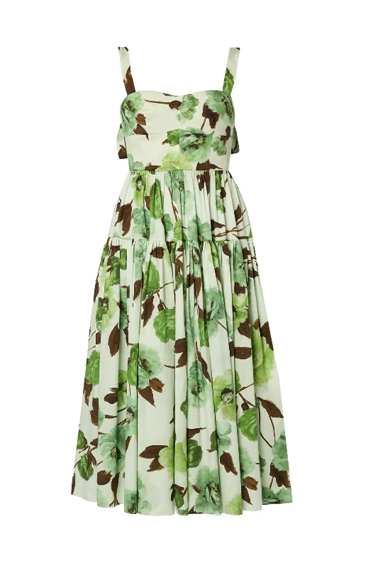 Floral Bow Strap Midi Dress