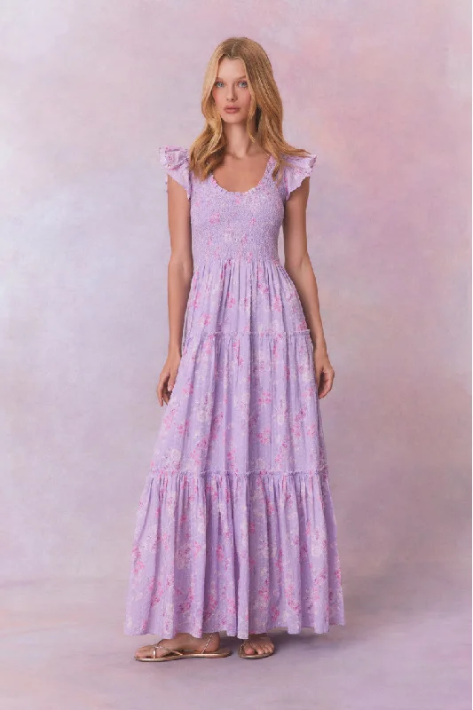 Chessie Fragrance Print Cotton Maxi Dress