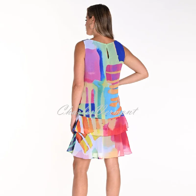 Frank Lyman Abstract Print Tiered Dress - Style 241125