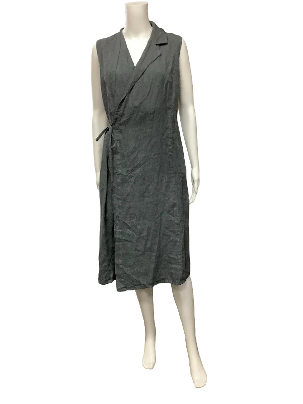 Lotus Eaters Dress Sleeveless Linen Midi Length Grey W/Tags Size XS