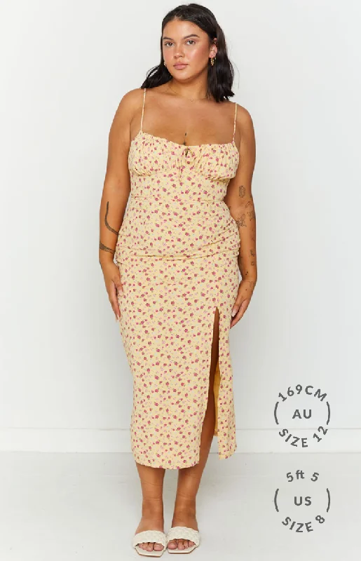 Paloma Yellow Floral Midi Dress