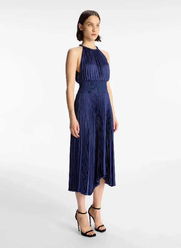 Renzo II Satin Pleated Dress