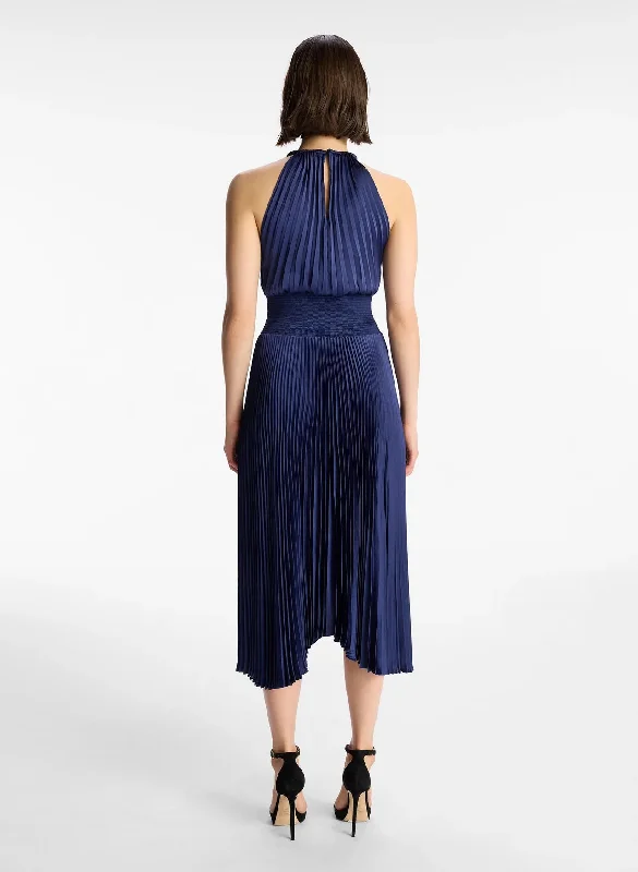 Renzo II Satin Pleated Dress