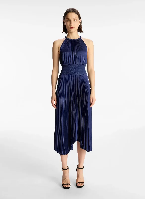 Renzo II Satin Pleated Dress