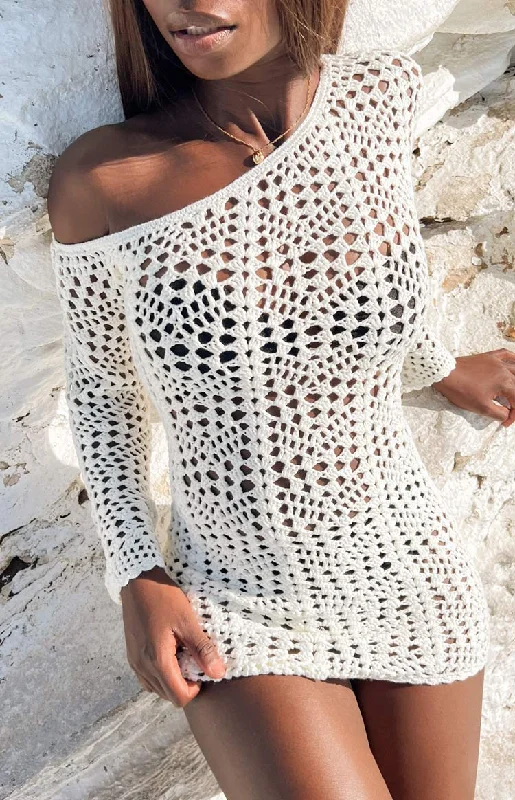 Riga White Long Sleeve Mini Dress