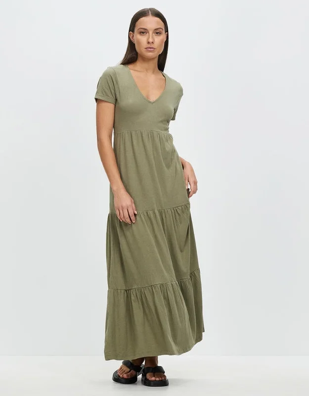 SILENT THEORY - Lola tiered maxi dress - Khaki! 14