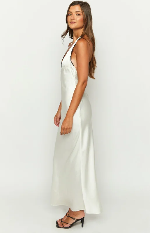 Valletta White Halter Neck Maxi Dress