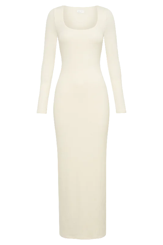 Vanessa Modal Long Sleeve Midi Dress - Bone