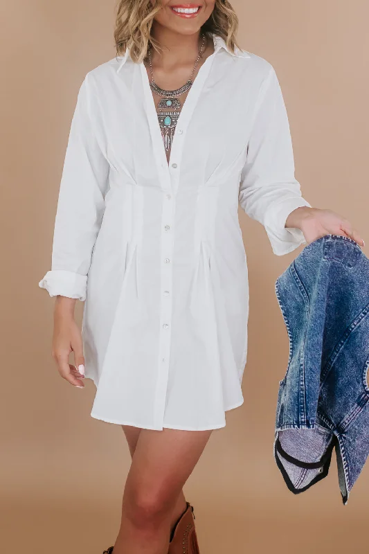 White Button Up Shirt Dress