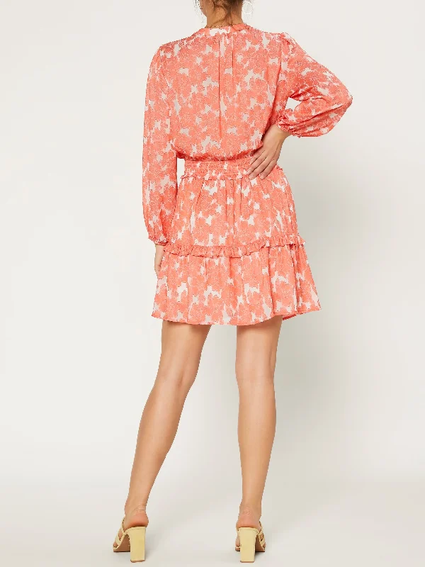 Women's Long Sleeve Coral Print Dress