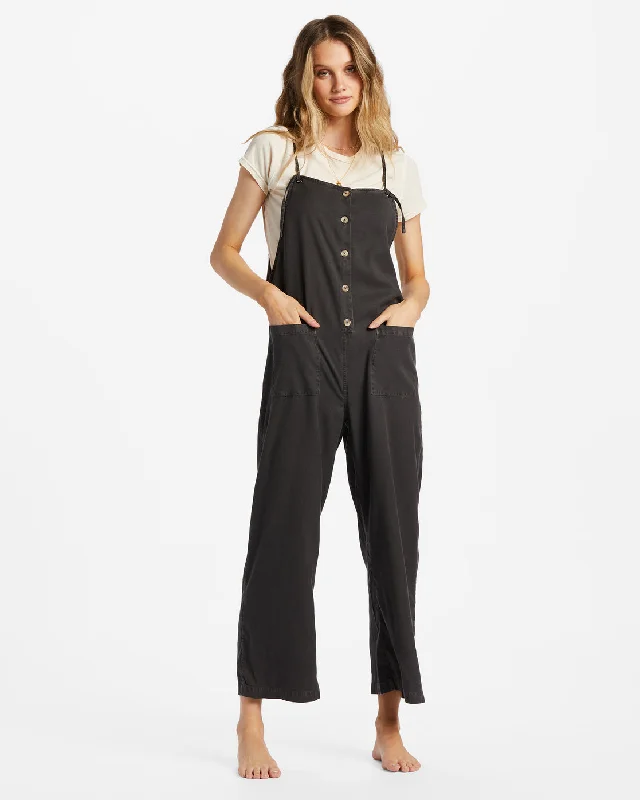 Beach Cruiser Wide-Leg Overalls - Off Black 1