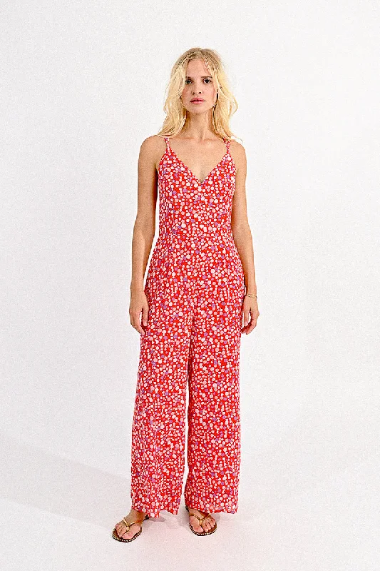 V-Neck Jumpsuit - Red Charlotte