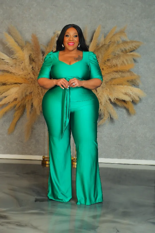 Green Tori Flare Jumpsuit