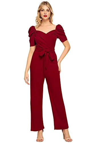 ILLI LONDON WOMEN'S MAXI JUMPSUITS (X-Large, MAROON)