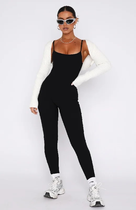 Life Is Short Ribbed Jumpsuit Black