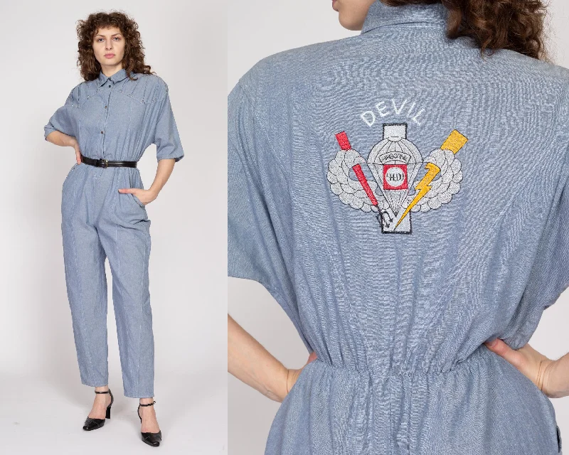 Med-Lrg 80s Chambray Devil Brigade Jumpsuit