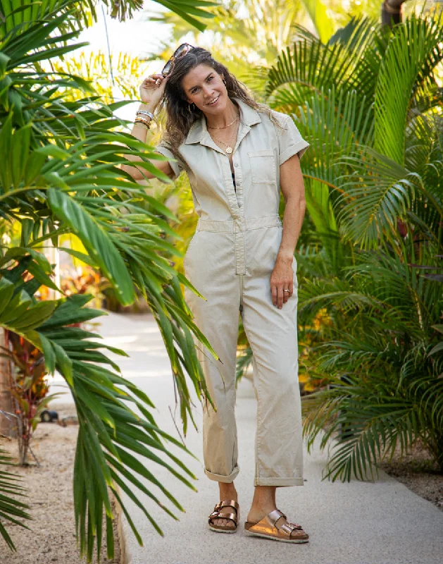 Nyla Twill Jumpsuit: Lt. Khaki Sunkissed