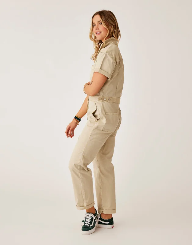 Nyla Twill Jumpsuit: Lt. Khaki Sunkissed