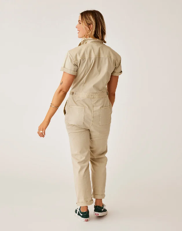 Nyla Twill Jumpsuit: Lt. Khaki Sunkissed