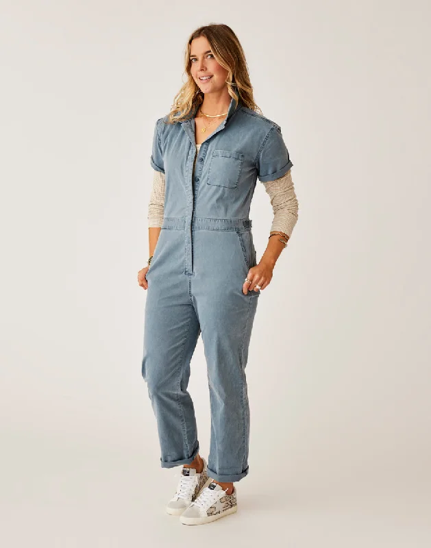 Nyla Twill Jumpsuit: Slate Sunkissed