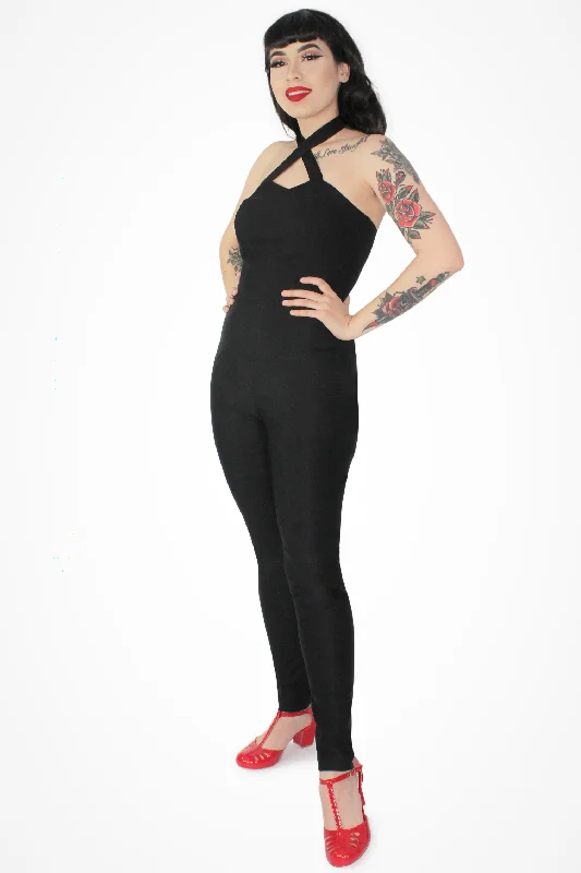 One Piece Black Criss Cross Jumpsuit XS-2XL #OPJ