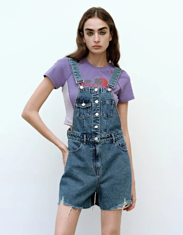 Raw Hem Denim Overall