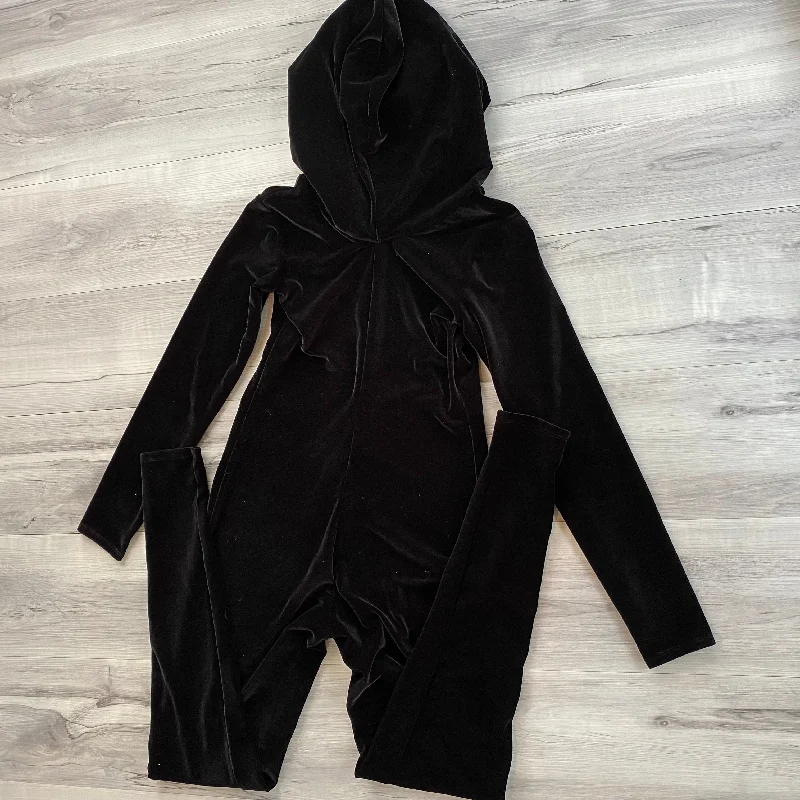 SALE - Hooded Catsuit in Black Velvet and Jade Shattered Glass