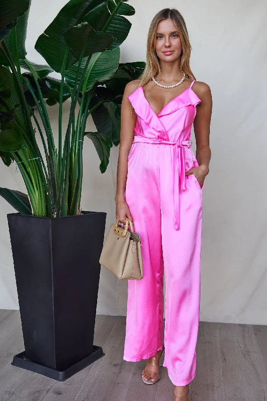 Satin Asymmetrical Wide-Leg Jumpsuit