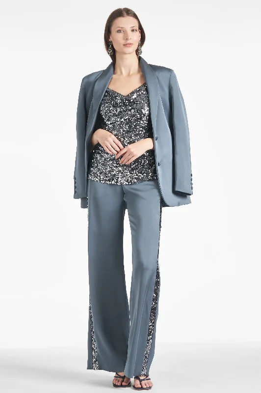 Tuxedo Sequin Alli Pant - Gunmetal