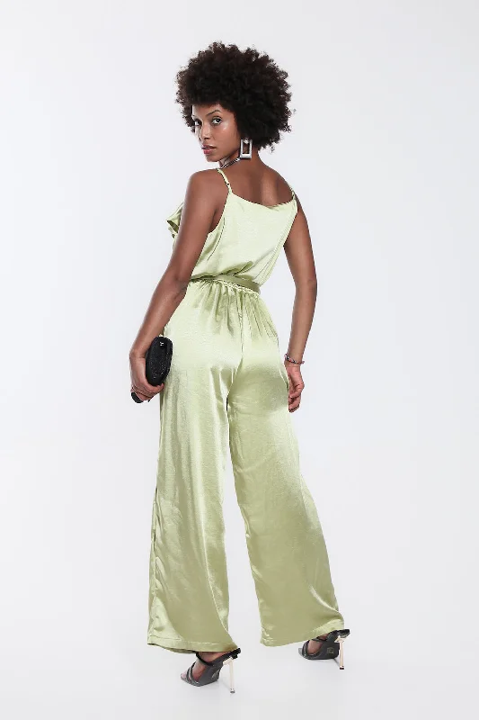 Wide Leg Satin Jumpsuit