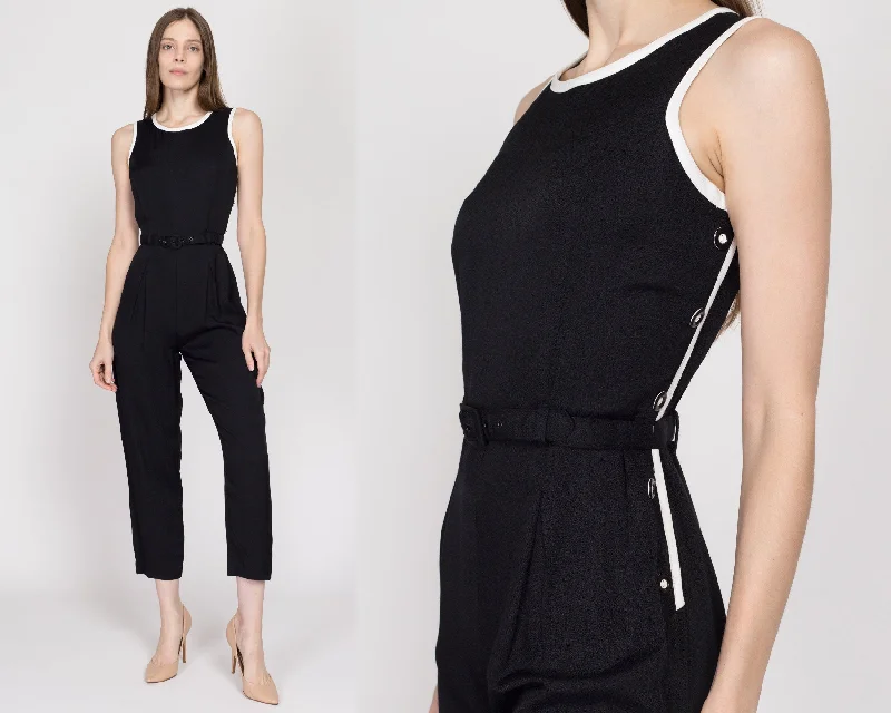 XS-Sm 90s Black & White Belted Jumpsuit