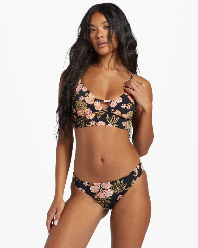 Hooked On Tropics Lowrider Bikini Bottom - Black Pebble