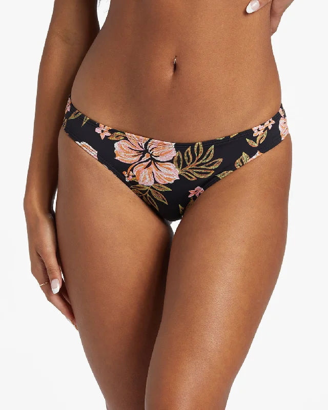 Hooked On Tropics Lowrider Bikini Bottom - Black Pebble