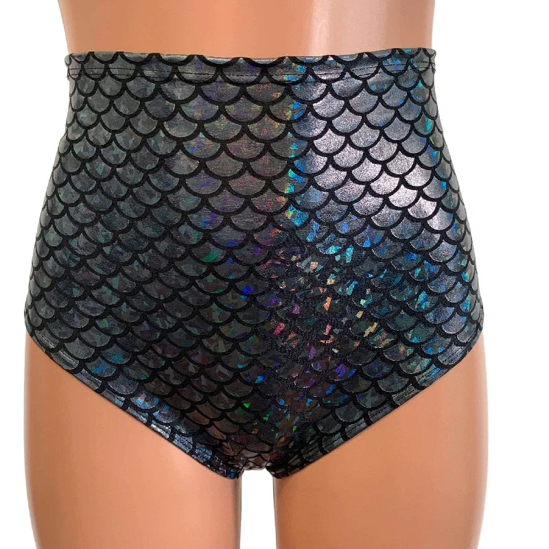 Scrunch High Waist Bikini - Black Mermaid Scales