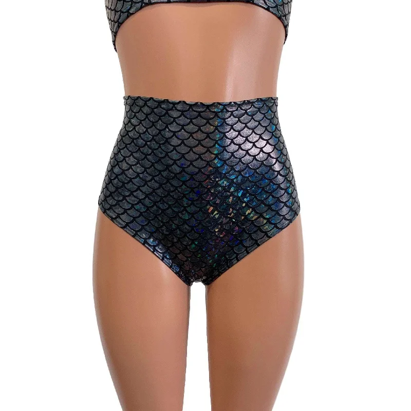 Scrunch High Waist Bikini - Black Mermaid Scales