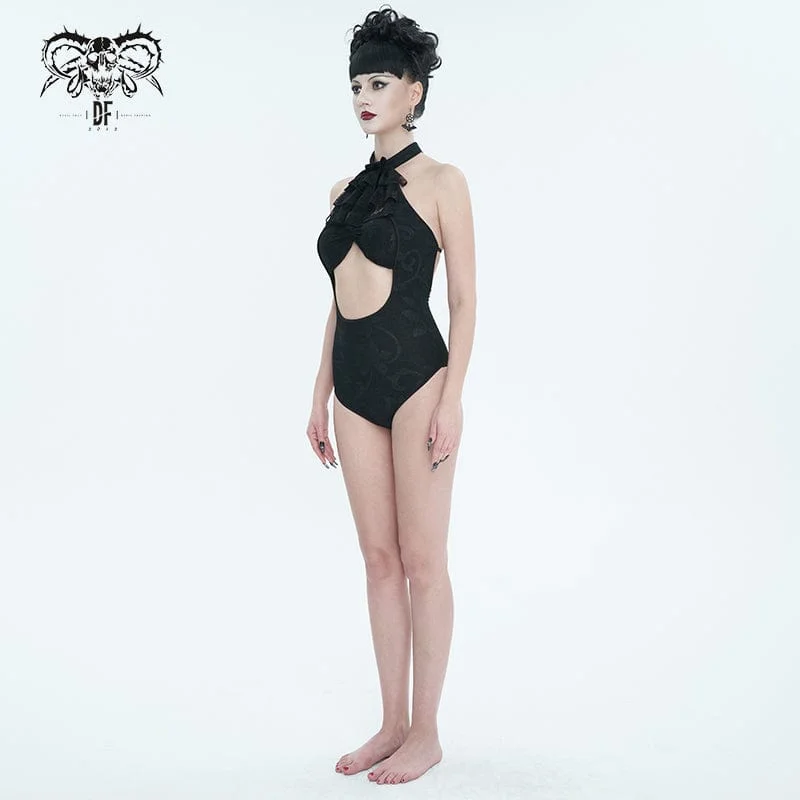 Women's Gothic Strappy Cutout Lace Swimsuit