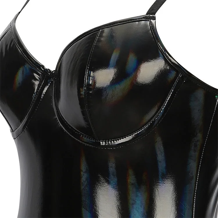 Women's Punk Patent Leather Swimsuit