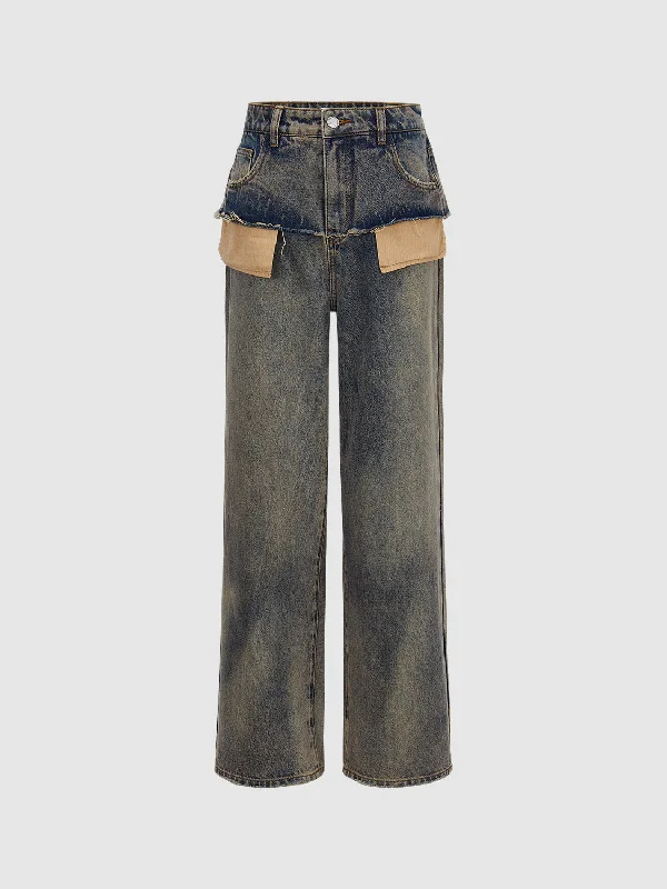 2 In 1 Straight Jeans