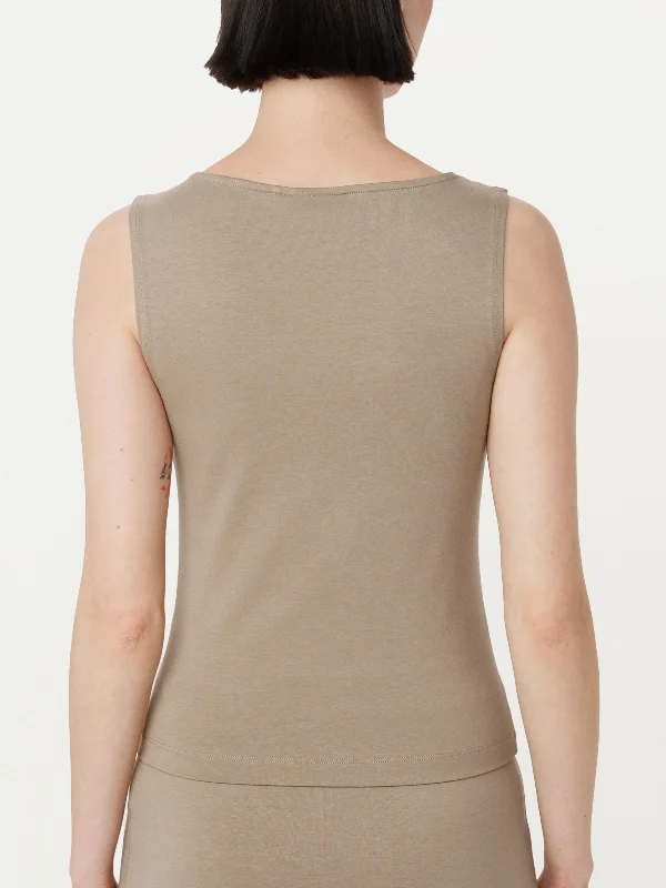 The Boat Neck Tank Top in Taupe