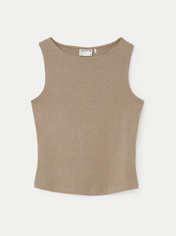 The Boat Neck Tank Top in Taupe