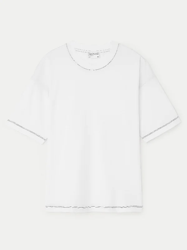 The Contrast Stitch Loose T-Shirt in White