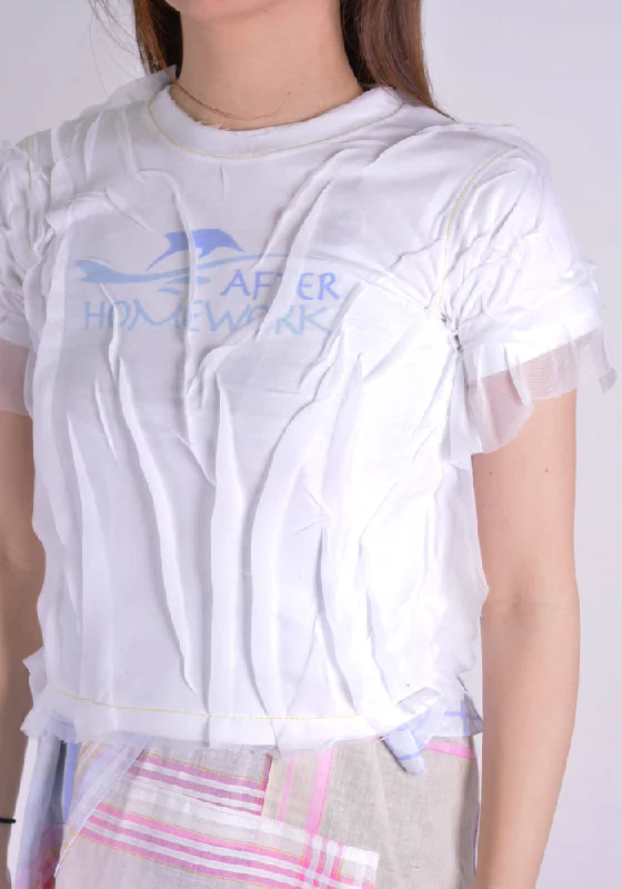 AFTER HOMEWORK VOILE1 WOMENS T-SHIRT WHITE W/WHITE VOILE