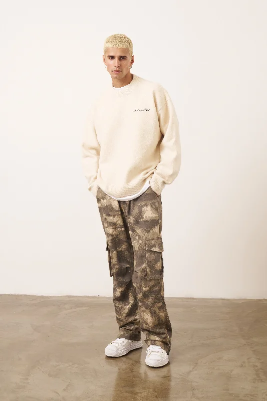 COUTURE SCRIPT KNITTED CREW - OFF WHITE