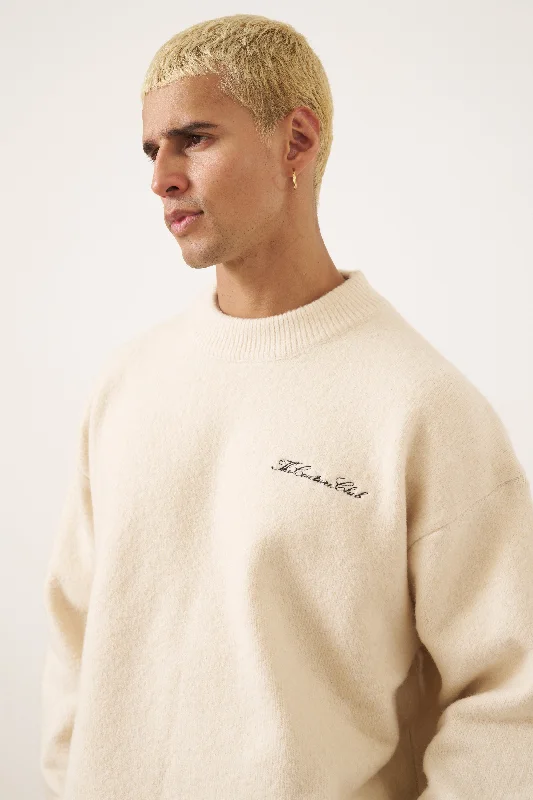 COUTURE SCRIPT KNITTED CREW - OFF WHITE