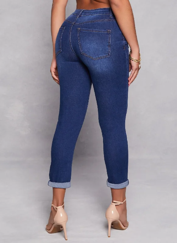 WAX High Waist Rolled Cuff Denim Jeans