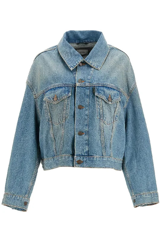 denim boxy jacket with spencer HEW09101DF095 OIL BLUE