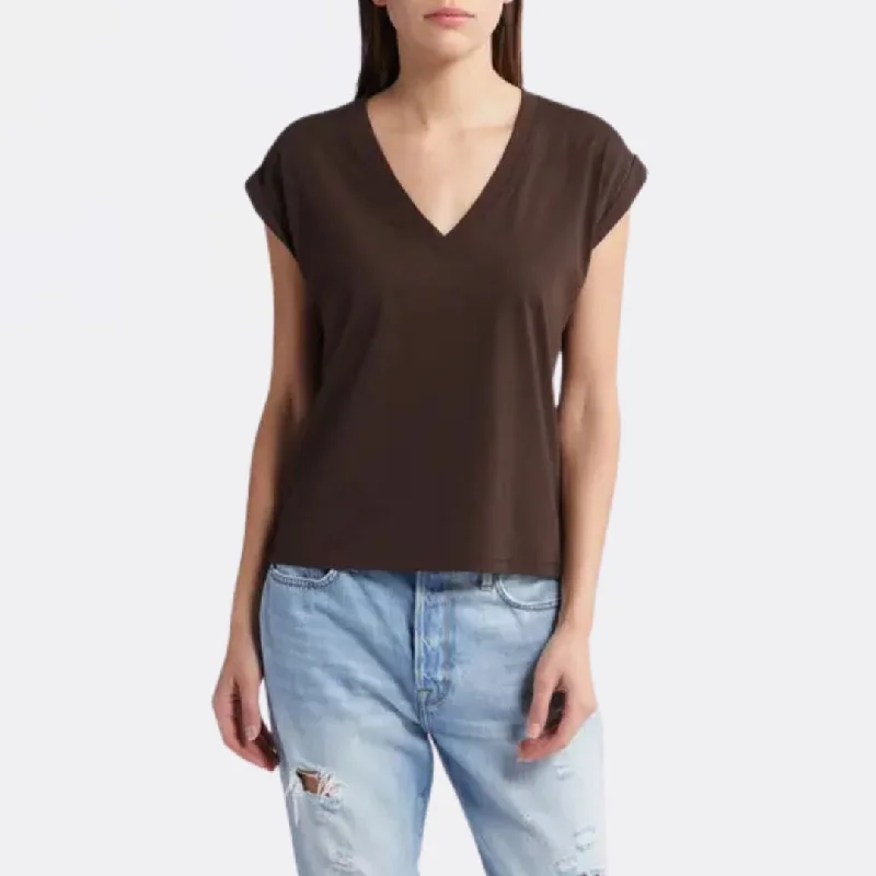 Easy V-Neck Tee (Chocolate Brown)