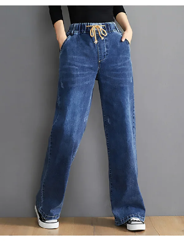 Elastic High Waist Denim Jeans